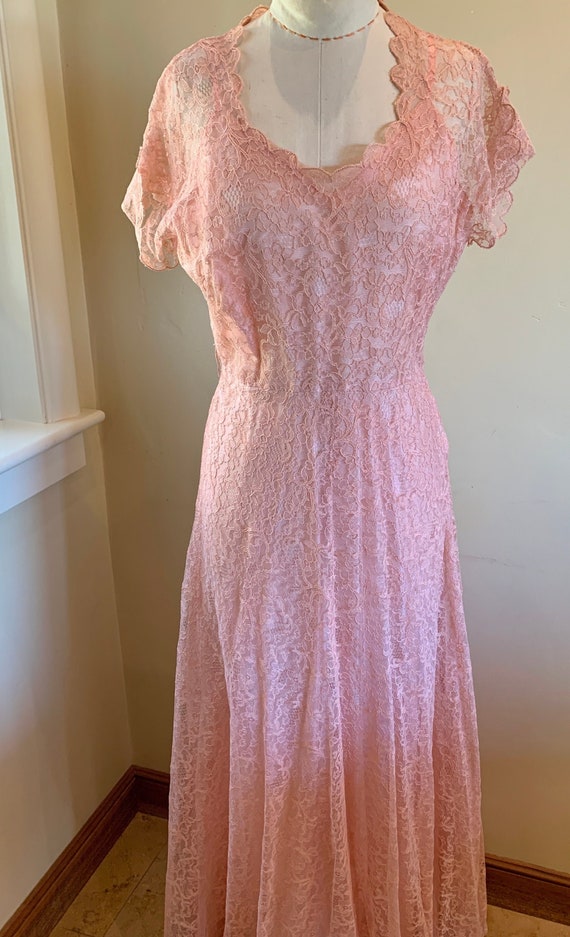 1950S Pale Pink Gown floor Length Dress Formal Br… - image 2
