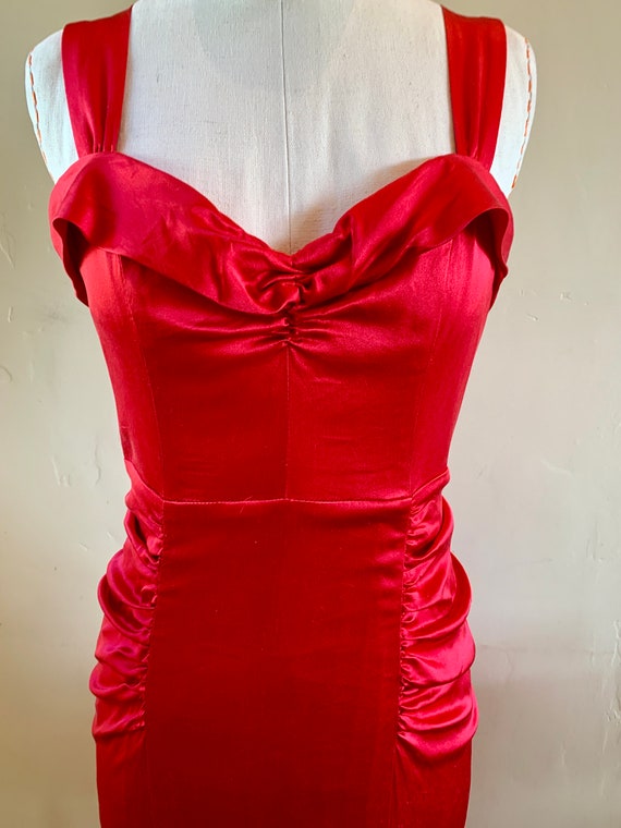Betsey Johnson Cherry Red Satin Cocktail Dress - image 6