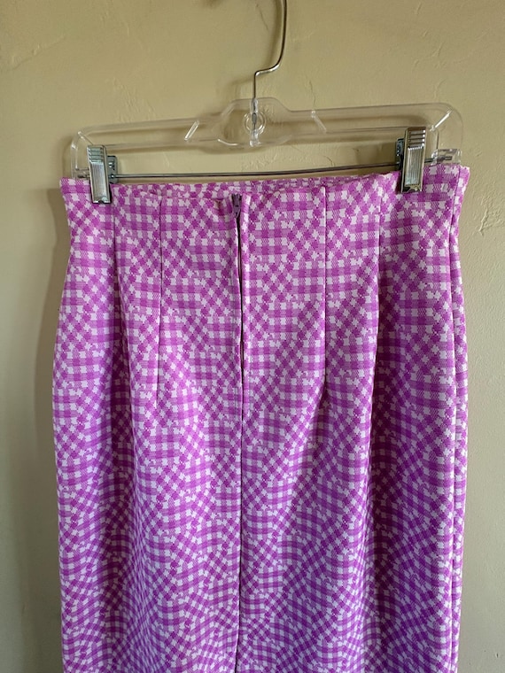 Purple Pattern Polyester Double Knit Pencil Skirt… - image 4