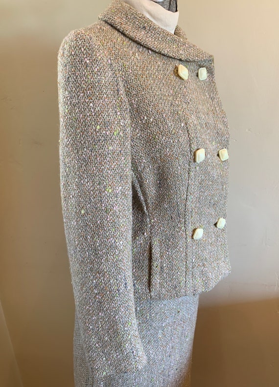 Elizabeth Arden 1950s Tweed Wool Suit Jacket Skirt - image 3