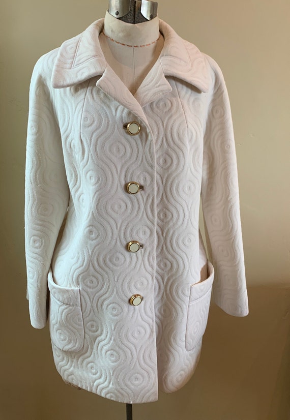 White Car Coat Double Knit 80s Jacket