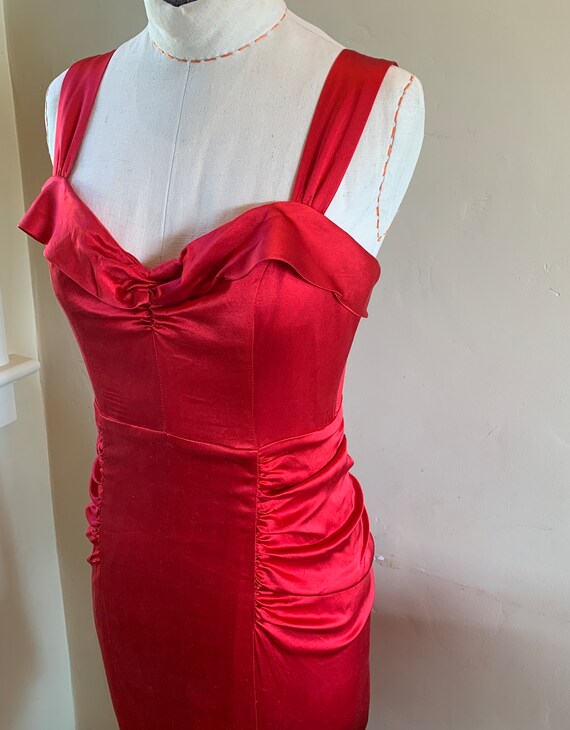 Betsey Johnson Cherry Red Satin Cocktail Dress - image 4