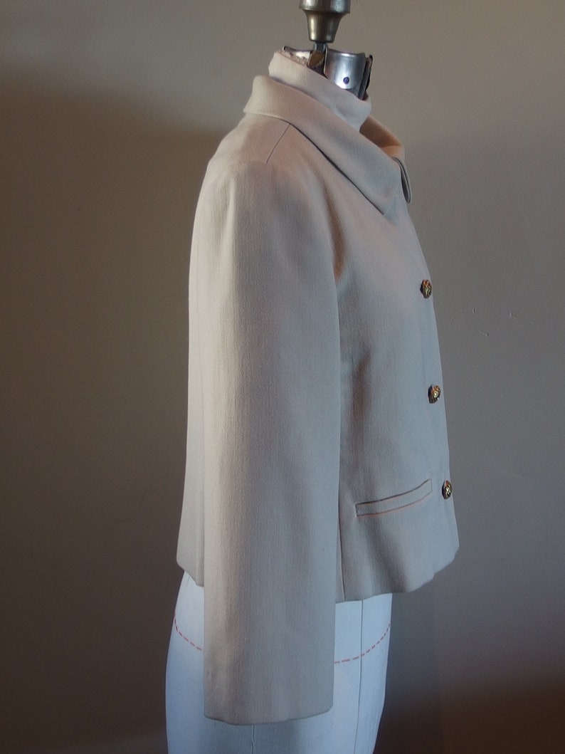 1960s Ivory Wool Twill Cropped Jacket Top Coat Barberini - Etsy