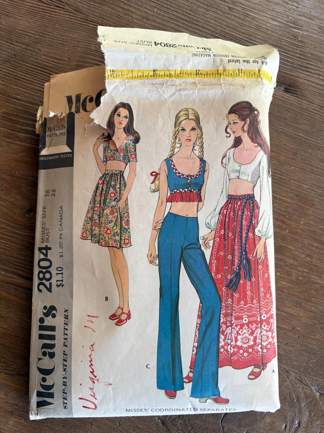 1970s Paper Sewing Pattern BOHO Hippie Skirts Cropped Top Bell Bottoms ...