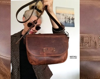 Leather Saddle Bag For Women Natural Leather Crossbody Bag Full Grain Leather Purse Brown Leather Shoulder Bag Italian Leather Bag Mini Bag