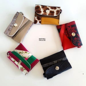 Mini Leder Geldbörse Bunt Italienisches Leder Schlüsselanhänger Charm Patchwork Leder Kleine Geldbörse für Frauen Kleine Leder Geschenke Einzigartig Handgefertigt