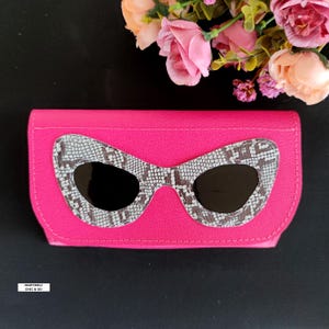 Pink Leather Glasses Case-Cute&Bold Leather Eyeglass Case-Unique Gifts for Her,Sunglasses Lovers-Handmade Glasses Holder-Luxury Glasses Case
