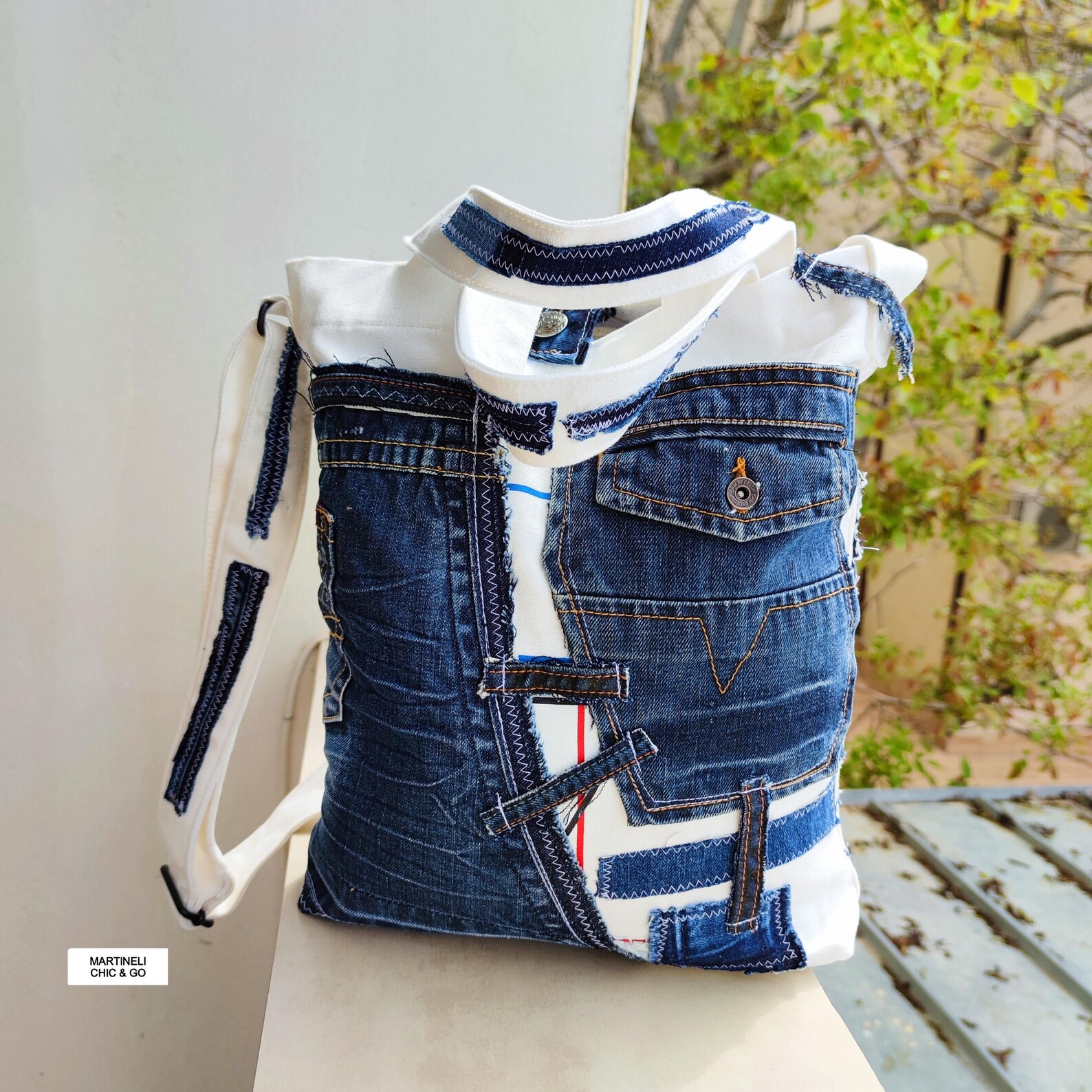 3.5 Patchwork Denim Shoulder Bag