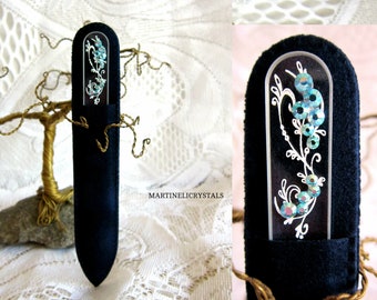 Transparent Nail File Something Blue Swarovski Blue Glass Nail File Swarovski Wedding Nail Care File Mom Gift Nail File Painted Nail File
