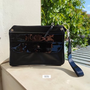 Black Leather Clutch Bag HIGH END Leather Mini Evening Clutch Bag Small Wrist Bag Patent Leather Handbag Birthday Gift For Her Luxury Wallet