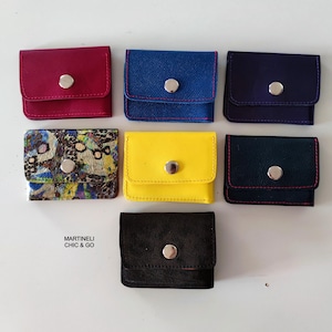 Porte-cartes en cuir de luxe minimaliste en cuir italien coloré, idée cadeau unisexe, petit porte-monnaie en cuir, étui pour cartes artistique plié, fabriqué à la main
