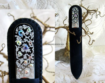 Painted Nail File Swarovski AB Swarovski DiamondGlass Nail File Nail Care Polish Painted Glass File Nail Art File