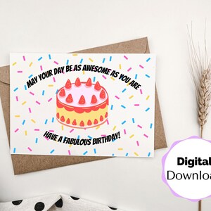 V-2 Happy Birthday Printable Card, Birthday Printable Card, Printable Greeting Card, Downloadable Birthday Card, Digital Printable Card