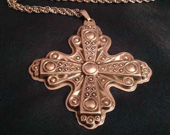 Christmas Cross Sterling Silver Necklace Ornament Decoration by Reed & Barton's 1972 Limited Edition