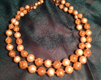 Vintage Double Strand Beaded Necklace 1950s