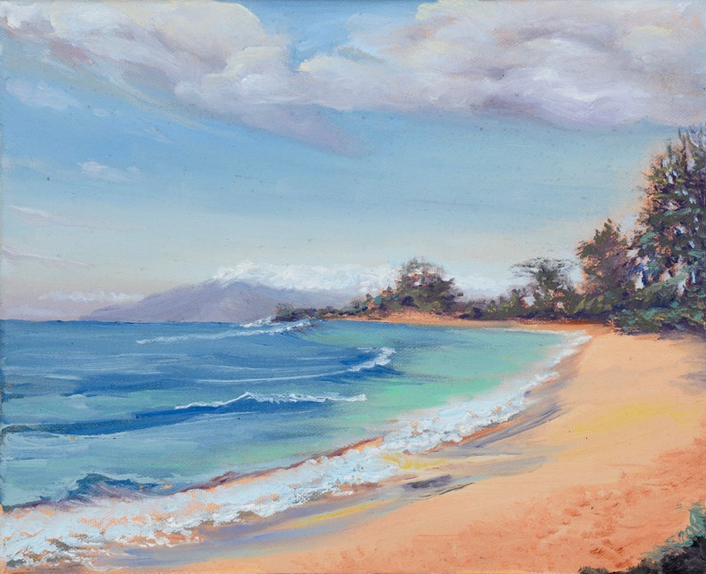 Little Beach Naked Makena Maui Hawaii Oil Painting Giclee Etsy