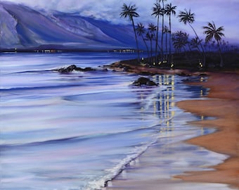 Maui Sunset Beach Giclee: Reflejos del Crepúsculo de Keawakapu
