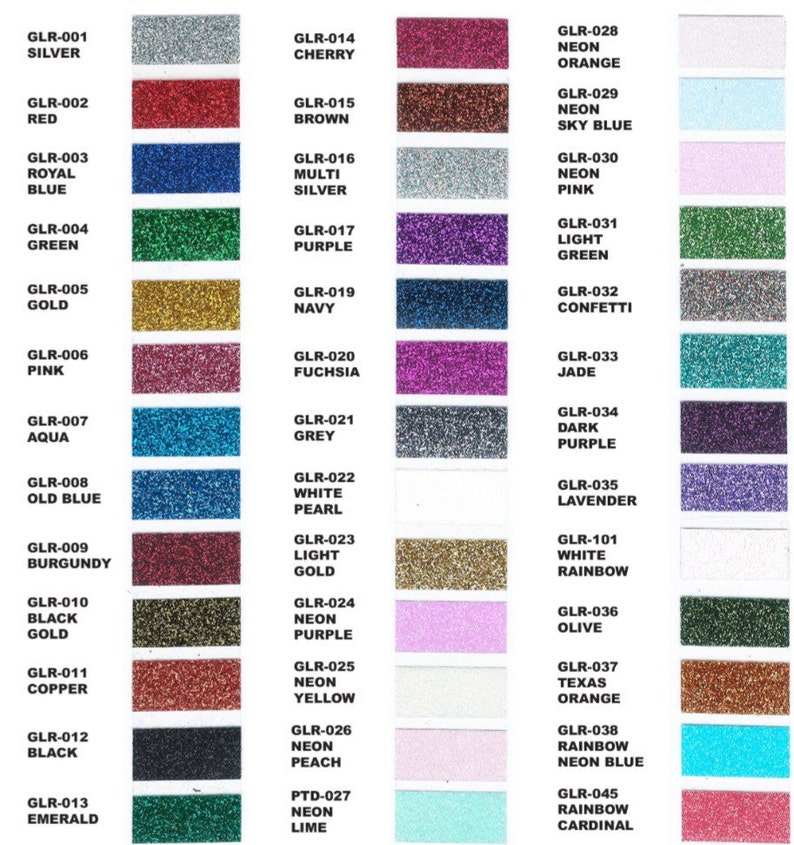 Glitter htv sample packs and 10x12 sheets Etsy