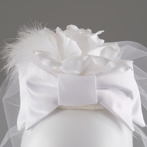 Bridal Fascinator, Veiled Bridal Headpiece, Bridal Accessory, Bridal Mini Hat, Wedding Hat