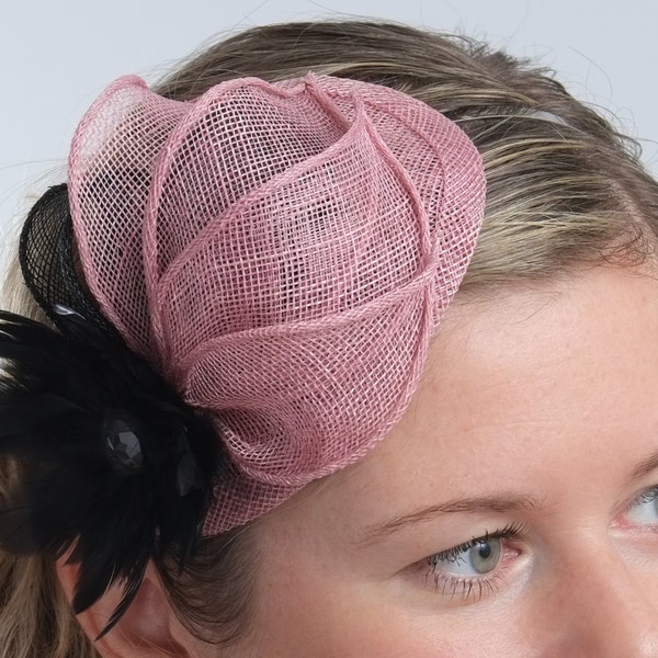 CLOSING SALE! Pink and Black Occasion Fascinator, Wedding Hair Accessory, Formal Headpiece