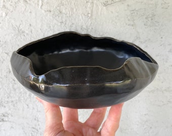 Ikebana Vase, Black Bowl, Black Ikebana Vase