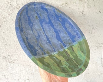 Blue and Green Platter, Striped Platter