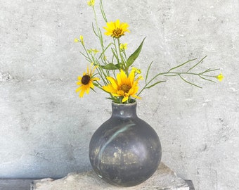 Steel Gray Orb Vase, Smoky Gray Vase