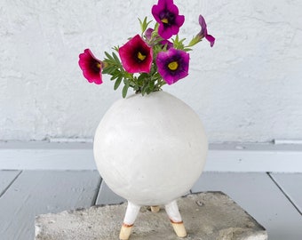 White Footed Vase, White Tripod Vase