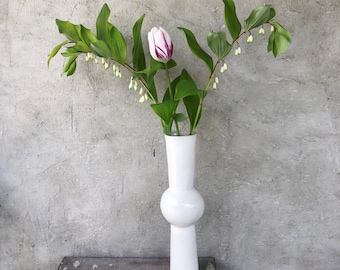 Tall White Vase, Minimalist White Vase, Flower Vase, Ceramic Vase