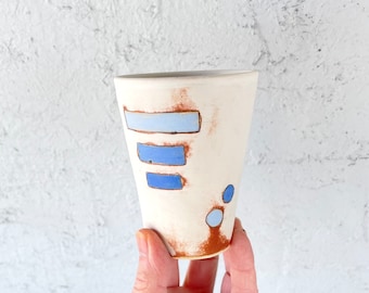 Small White Cup with Blue Motif