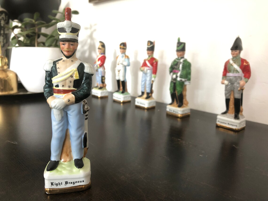 Vintage Army Soldier Porcelain Figurine Gold Gilt Trim Light Etsy