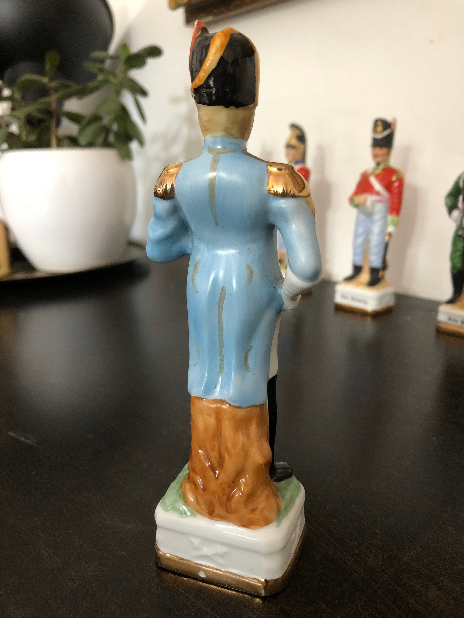 Vintage Army Soldier Porcelain Figurine Gold Gilt Trim Dorse Grenadiers