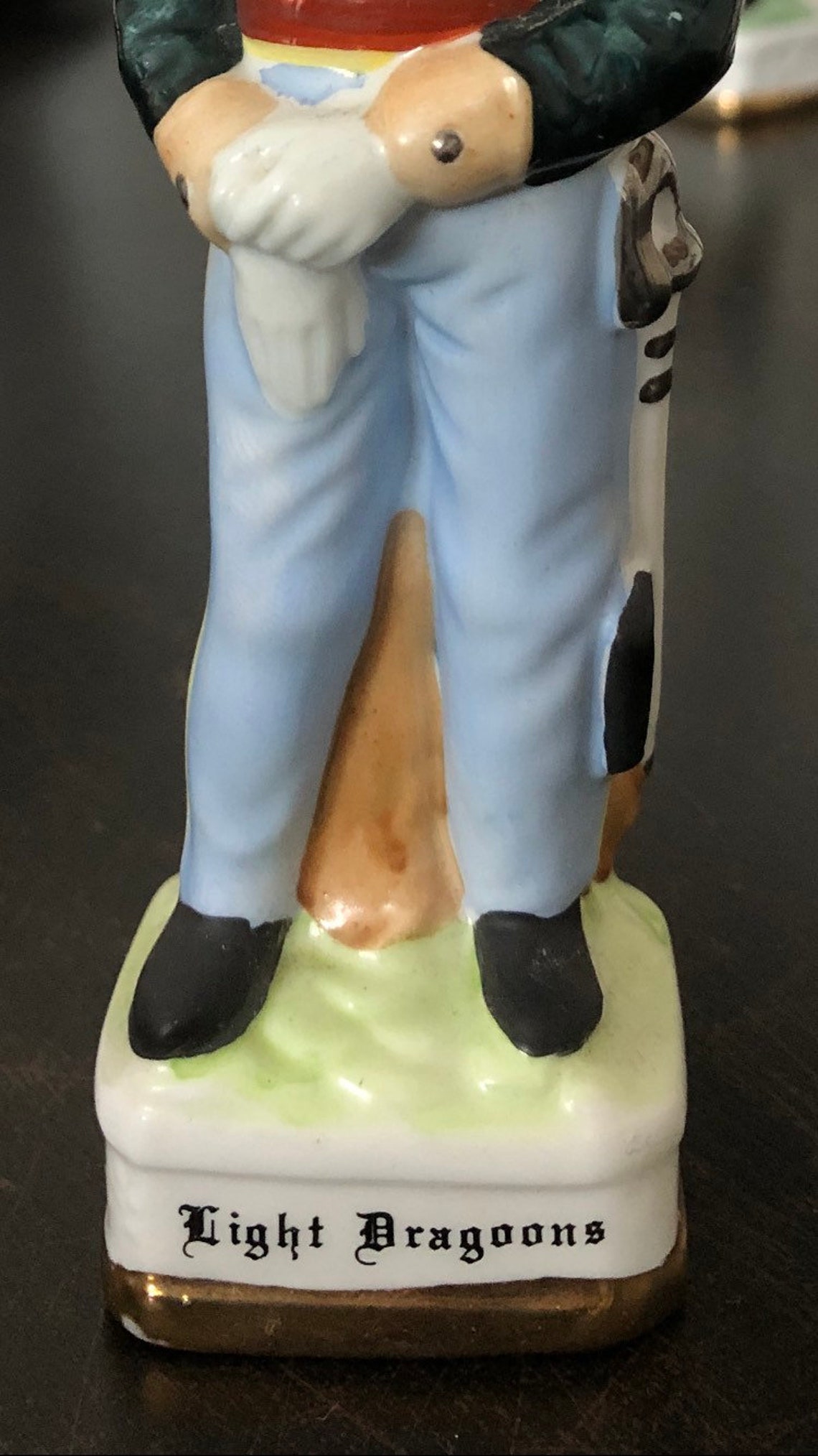 Vintage Army Soldier Porcelain Figurine Gold Gilt Trim Light Etsy