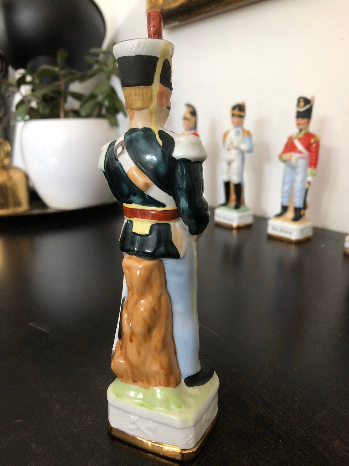 Vintage Army Soldier Porcelain Figurine Gold Gilt Trim Light Etsy