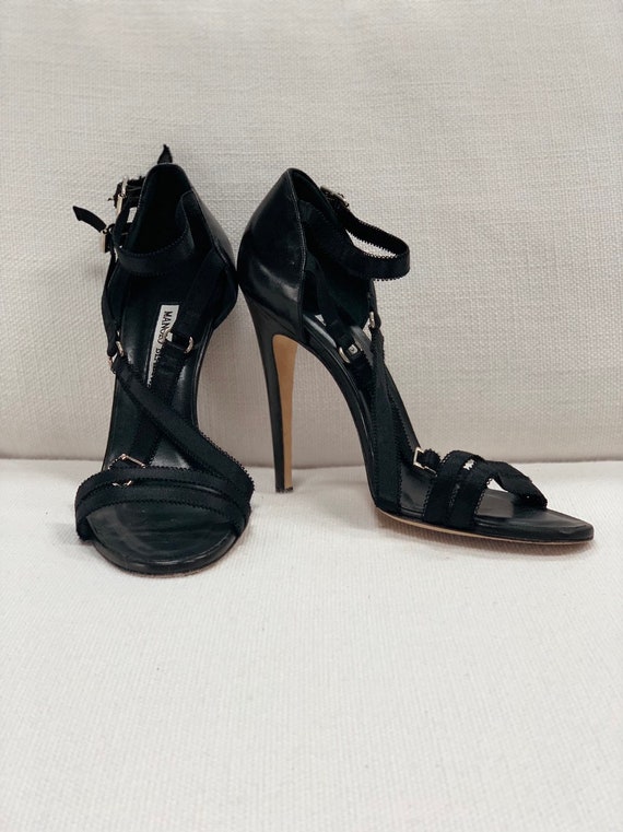 manolo blahnik black satin