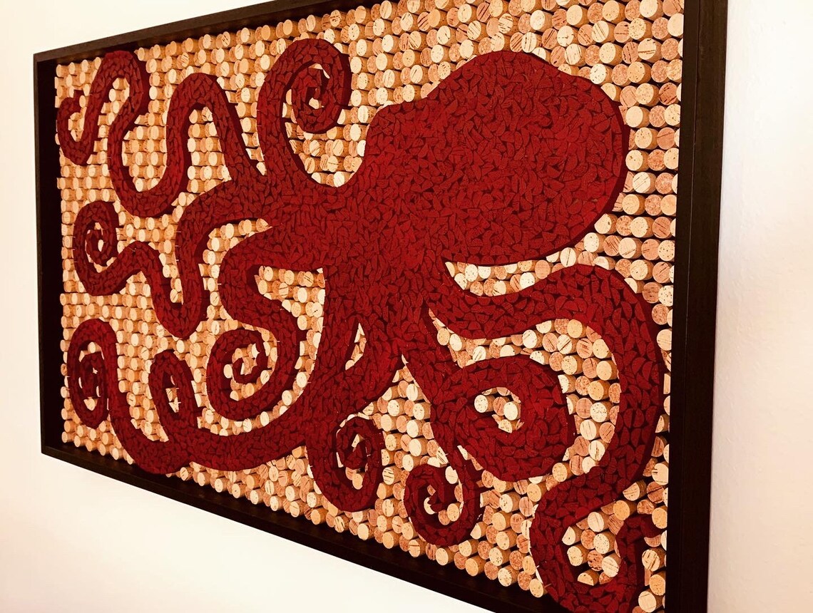 Recycled Wine Cork Octopus Sculpture Wall Art Hotel Lobby Art Etsy
