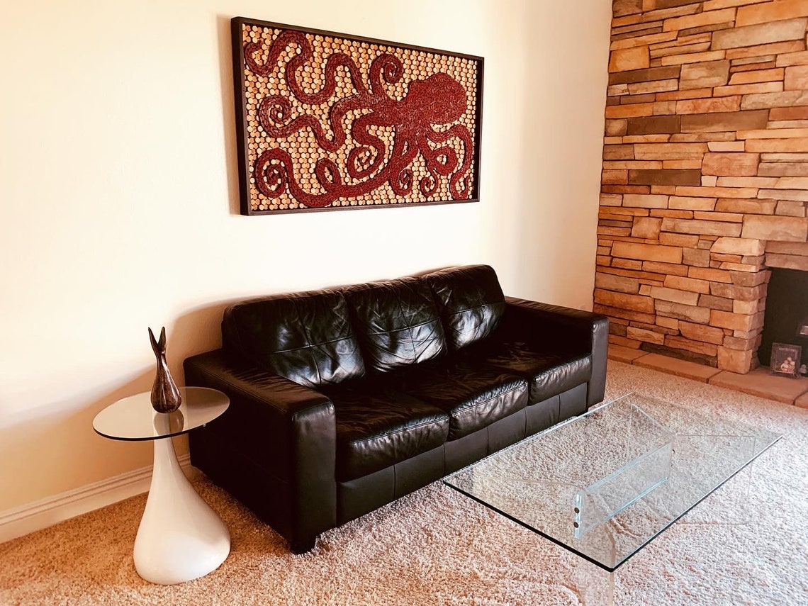 Recycled Wine Cork Octopus Sculpture Wall Art Hotel Lobby Art Etsy