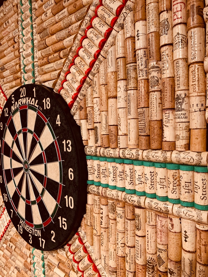 Recycled Wine Cork Dartboard Wall Protector Wine Cellar Art Etsy