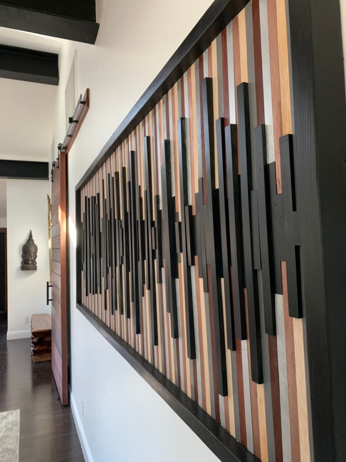 XL 3D sound wave wall art made from stained reclaimed | Etsy