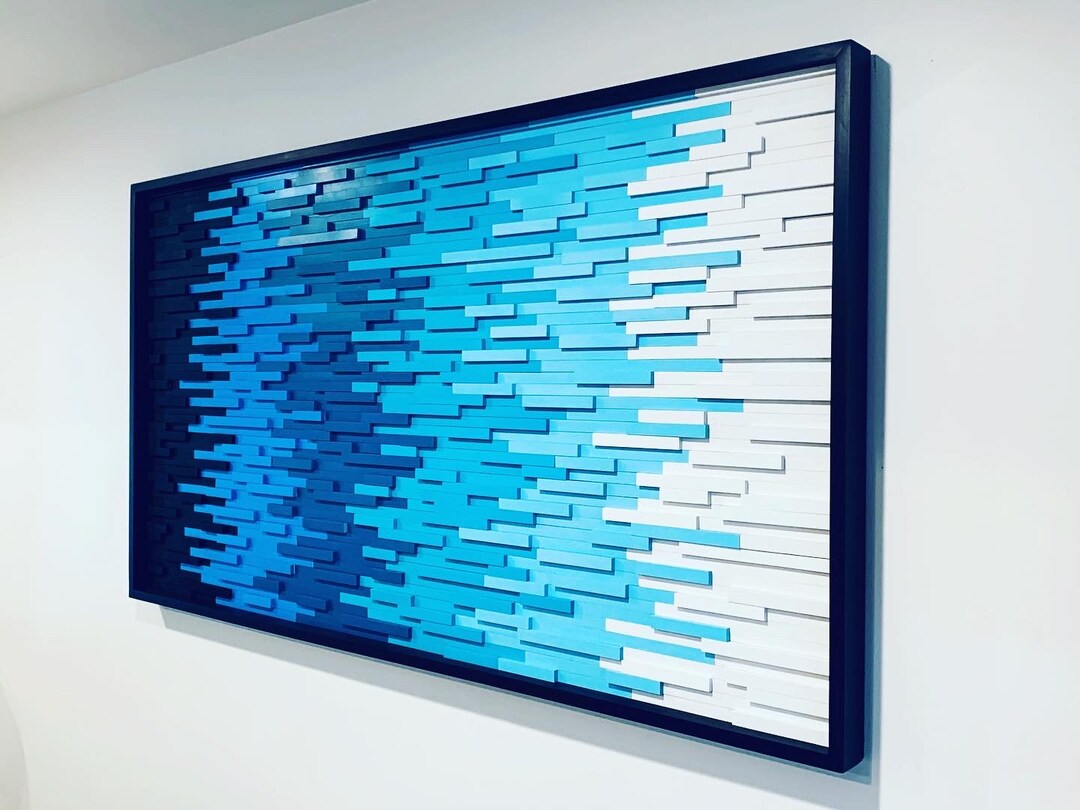 Ocean Blue Wood Wall Art Modern Wall Art Beach House Art Etsy