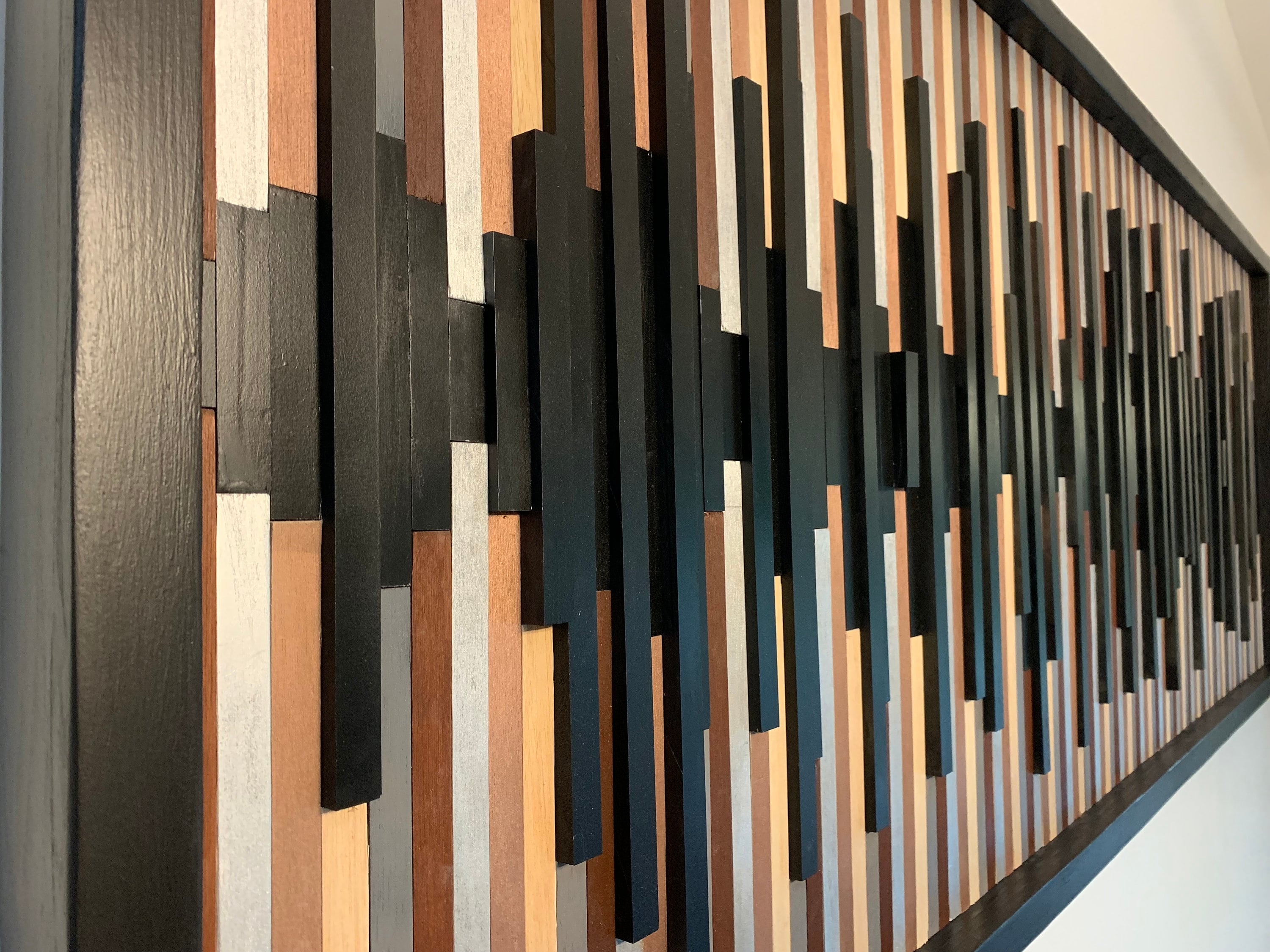 XL 3D sound wave wall art made from stained reclaimed | Etsy
