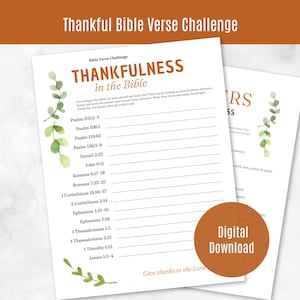 Thankfulness Bible Verse Challenge: Teen & Adult Scripture Activity (PDF Download)