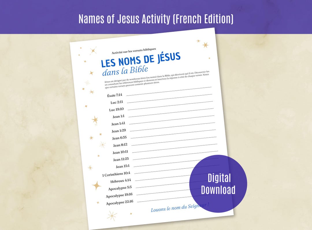 Noms De Jésus (names of Jesus in French) Bible Verse Challenge ...