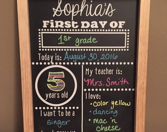 First Day of School Chalkboard, First Day of School Sign Reusable, Back to School Chalkboard
