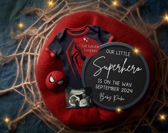 Superhero Spider Baby Announcement, Daddy's Sidekick Reveal (Digital Template)