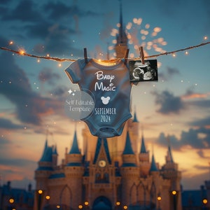 Digital Magic Pregnancy Announcement, Magical Mouse Gender Neutral Baby Reveal, Fairytale Castle, Download Social Media Facebook Instagram