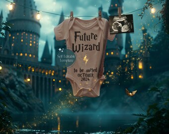 Wizard Digital Pregnancy Announcement, Magical Baby Announcement, Social Media Reveal, Little Wizard Baby on the Way, Custom Template, Harry