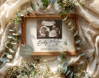 Simple Minimalist Pregnancy Announcement Digital, Gender Neutral Boho Baby Announcement, Modern Editable Social Media Baby Reveal Template