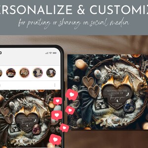 May include: A digital phone screen displaying a photo of a wooden heart with a dragon and the text "Adding to the House of Targaryen, November 2024". The photo is surrounded by small decorative eggs and candles.
