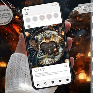 May include: A digital download template for a social media post announcing the addition of a baby to the family. The image features a dark background with a wooden sign that says "Adding to the House of Targaryen" with a heart and a dragon design. The sign is surrounded by a wreath of leaves, flowers, and dragon eggs.